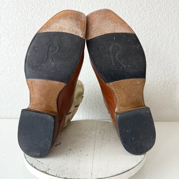 Rod Patrick Mens Cowboy Boots 16.5A Brown Leather Western Blunt Toe 12" Shaft - Picture 10 of 15